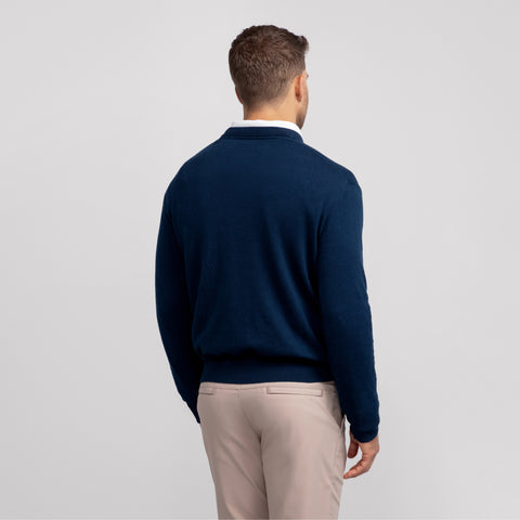 Back view of the Anytime Crewneck Sweater in Deep Blue