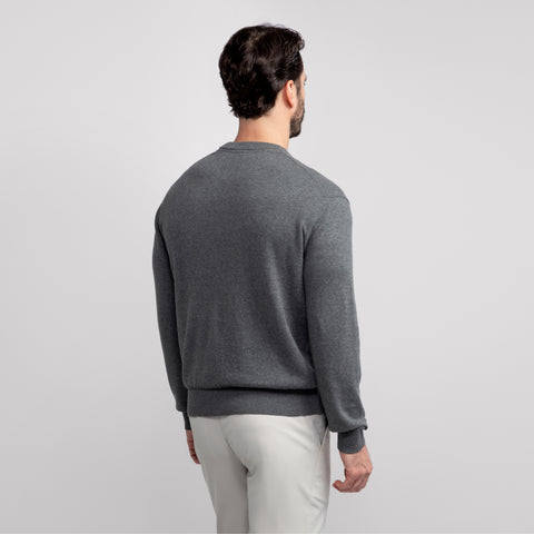 Back view of the Anytime Crewneck Sweater Medium Heather Gray