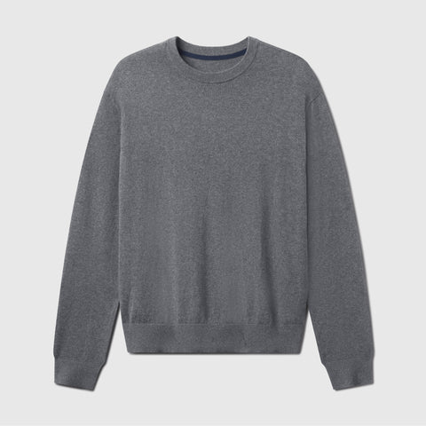The Anytime Crewneck Sweater in Medium Heather Gray on a white background