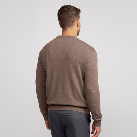 Back view of the Anytime Crewneck Sweater Mocha Heather