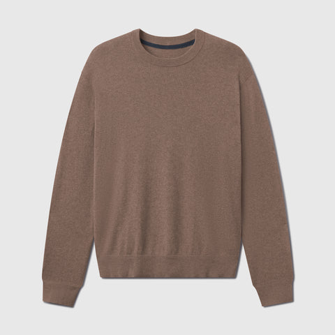 The Anytime Crewneck Sweater in Mocha Heather on a white background