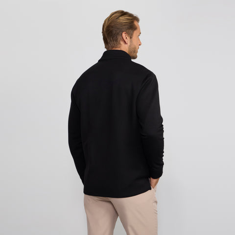 Back view of the Sandwash Quarter-Zip True Black showing fit