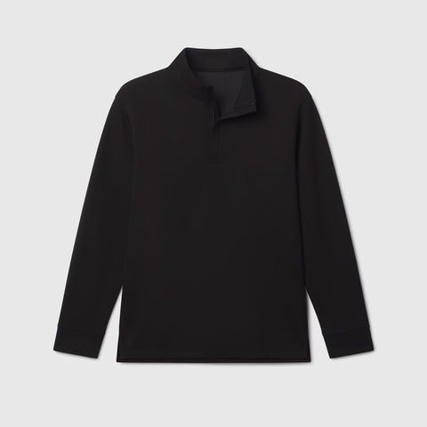 The Sandwash Quarter-Zip in True Black on a white background