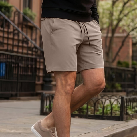 The Atlas Short 8" in Desert Taupe detail view