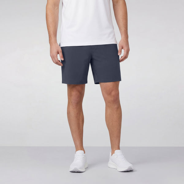 A man wearing the Atlas Short in Slate Blue