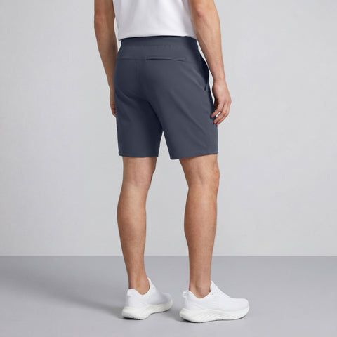 Back view of the Atlas Short 8 inch Slate Blue showing fit