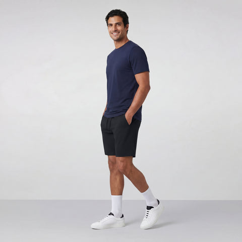 The Atlas Short 8" in True Black worn by a model