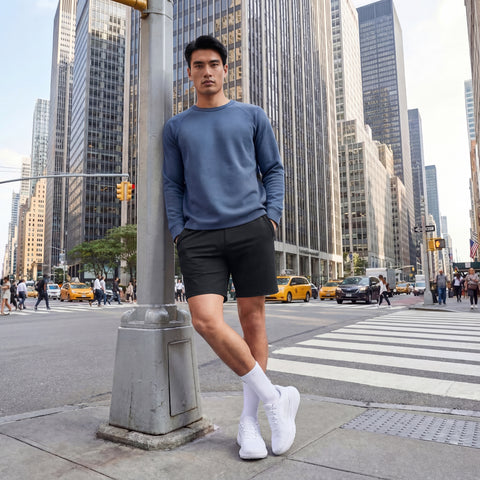 A man wearing the Atlas Short 8" in True Black