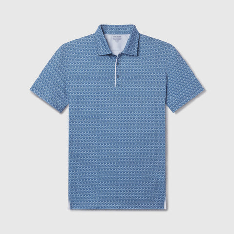 Lifestyle shot of Clubhouse Performance Polo in Bering Sea Gridline