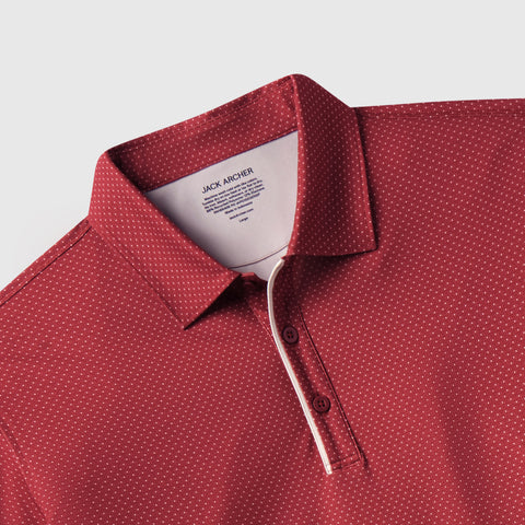 The Clubhouse Performance Polo in Red Brickline lifestyle shot
