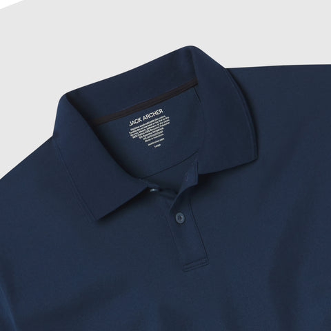 The Clubhouse Pique Polo in Tidal Blue lifestyle view
