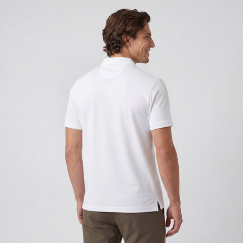 Back view of the Clubhouse Pique Polo in True White.