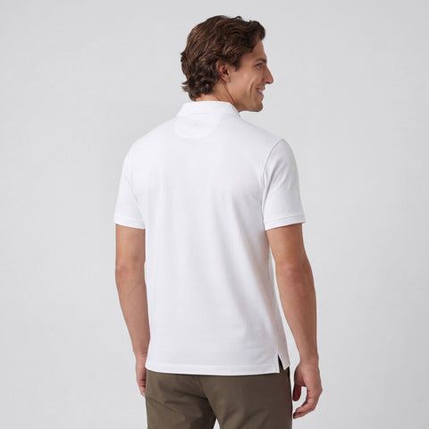 Back view of the Clubhouse Pique Polo USA Flag in True White.