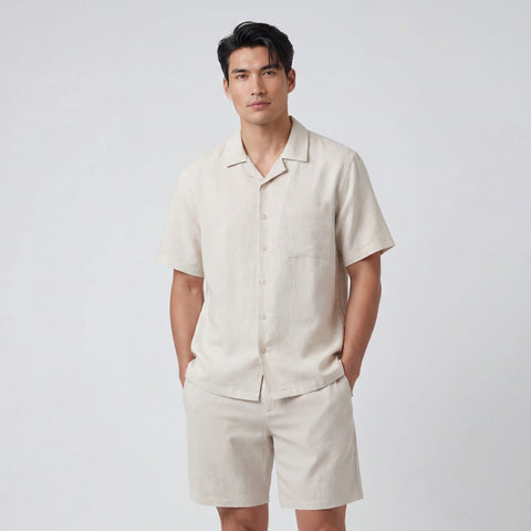 The Getaway Linen Kit linen shirt in Canvas.