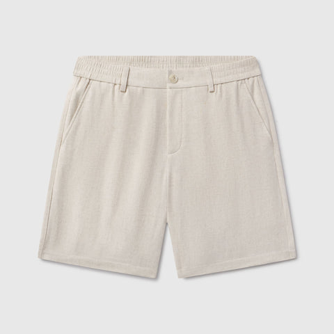 The Getaway Linen Short in Canvas on a neutral background