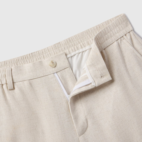 The Getaway Linen Short in Canvas lifestyle view