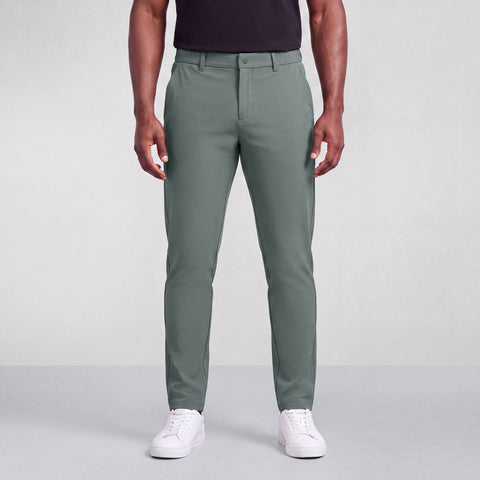 The Jetsetter Tech Pant in Storm Green, front view