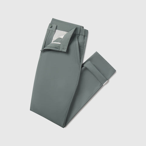 The Jetsetter Tech Pant Straight Fit in Storm Green on a white background