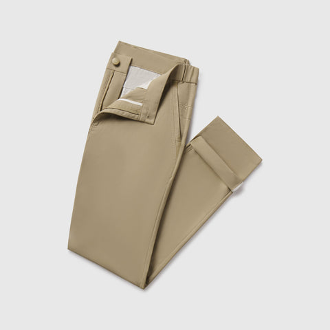 The Jetsetter Tech Pant Straight Fit in True Khaki on a white background