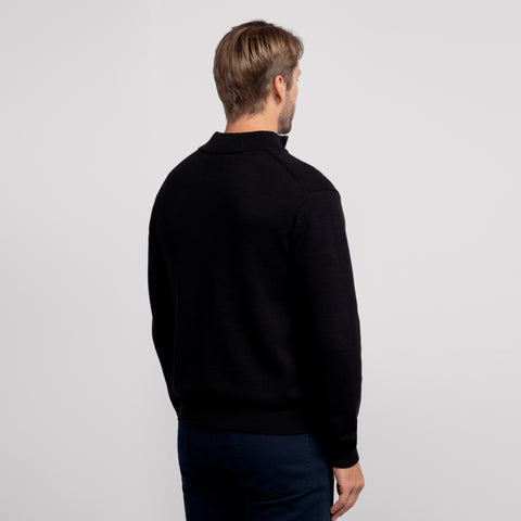Back view of the Jetsetter Quarter-Zip Sweater in True Black.