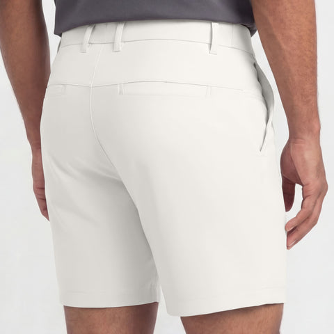 Back view of the Jetsetter Tech Short 7 inch in True White.