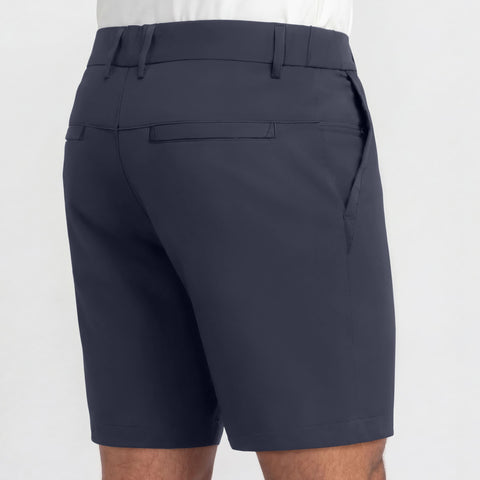 Back view of the Jetsetter Tech Short 9 inches in Deep Blue