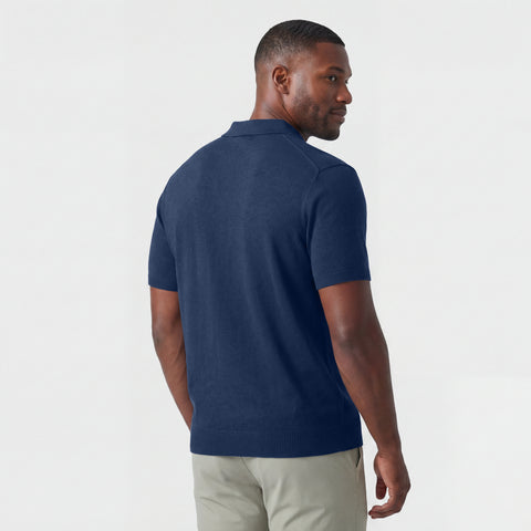 Back view of the Legacy Resort Polo in Harbor Blue