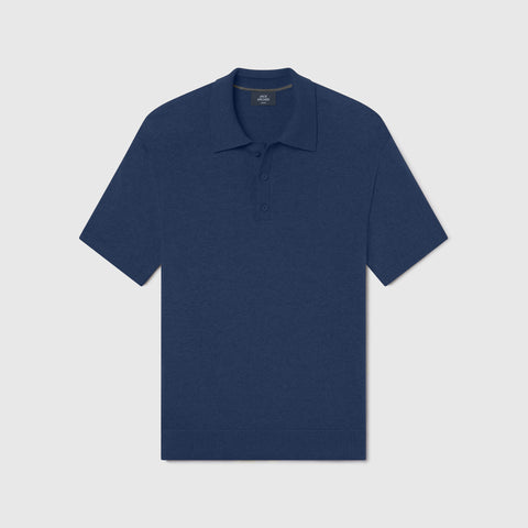 The Legacy Resort Polo in Harbor Blue folded on a neutral background
