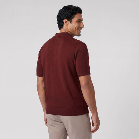 The Legacy Resort Polo in Maroon, back view.