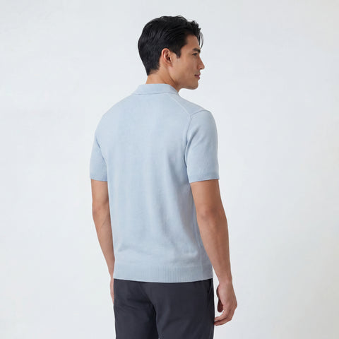 Back view of the Legacy Resort Polo in Mist Blue