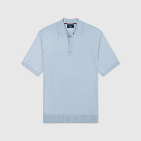 The Legacy Resort Polo in Mist Blue on a neutral background