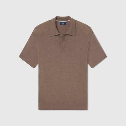 The Legacy Resort Polo in Mocha Heather, flat lay on white background.