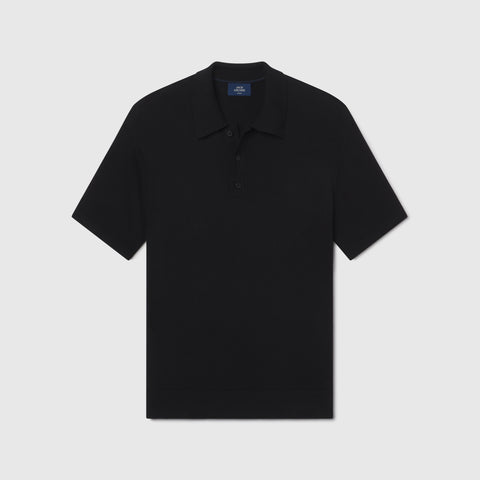 The Legacy Resort Polo in True Black, flat lay on white background.