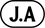 Jack Archer J.A monogram in black with keyline oval outline