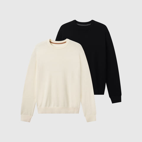 The Anytime Crewneck Sweater Pack, 2-pack bundle on a neutral background