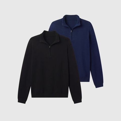 The Jetsetter Quarter-Zip Sweater Pack, 2-pack bundle on a neutral background