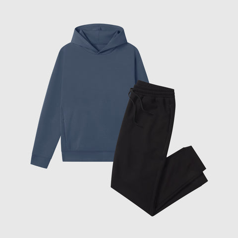 A man wearing The Off Duty Kit, styled with hoodie and joggers.