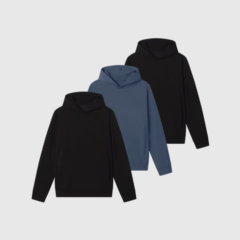 The Sandwash Hoodie Pack, showing three hoodies in mixed colors.