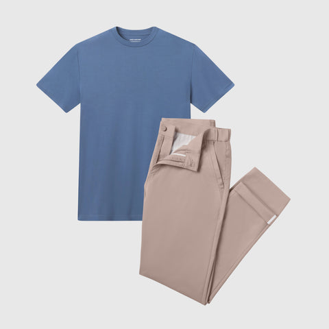 The Weekender Kit with Jetsetter Tee and Tech Pant styled on a model.