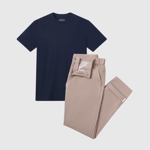 The Weekender Kit featuring Jetsetter Tee and Jetsetter Tech Pant on a model.