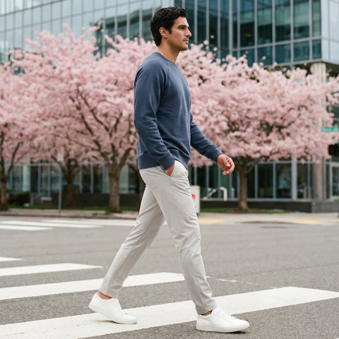 Detail view of the Sandwash Crewneck in Tidal Blue