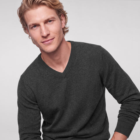 Anytime V-Neck Sweater -- Dark Heather Gray