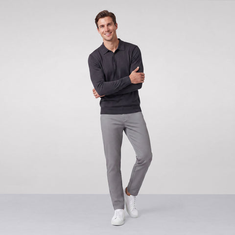 Alternate angle of a man in the Charter Twill Pant, Granite