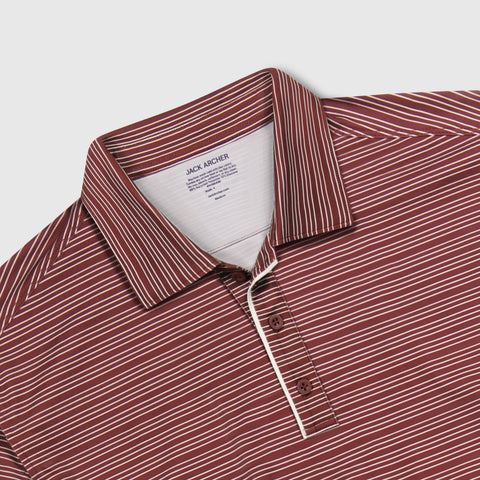 Full-length view of a man wearing the Clubhouse Performance Polo, Maroon