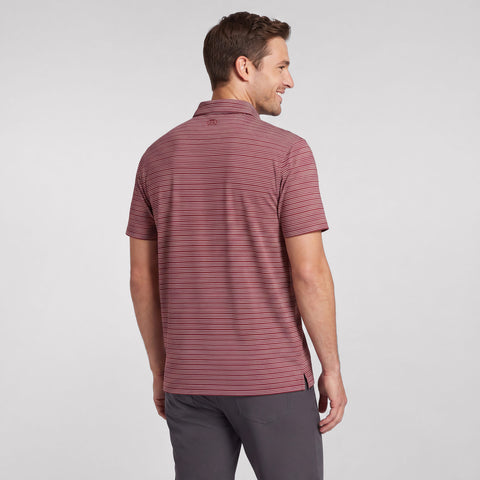 Back view of the Clubhouse Performance Polo in Maroon Stripe