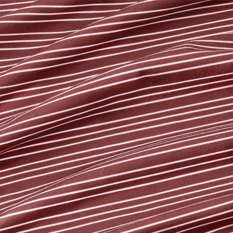 Detail shot of the Clubhouse Performance Polo in Maroon Stripe