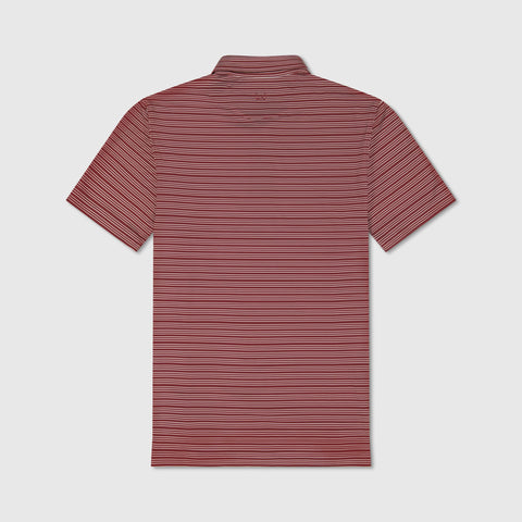 Close-up of the Clubhouse Performance Polo in Maroon Stripe