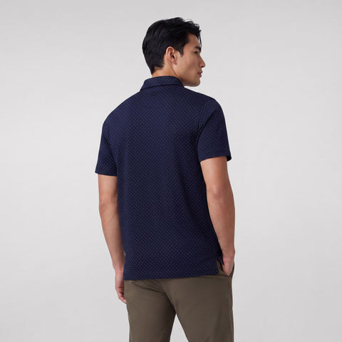Back view of the Clubhouse Performance Polo in Navy Micro Dot