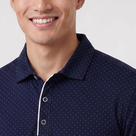 The Clubhouse Performance Polo in Navy Micro Dot, casual wear shot