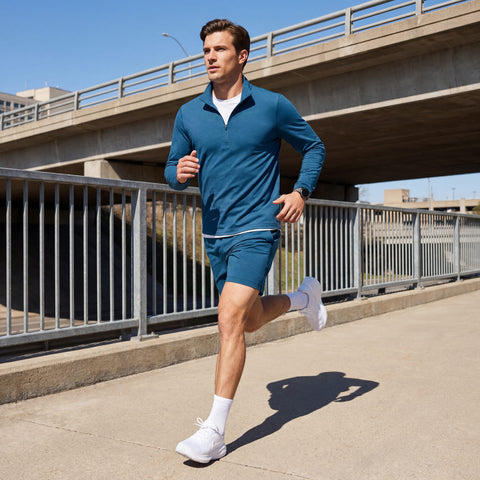 The Clubhouse Range Short 7" in Pacific Blue, lifestyle detail